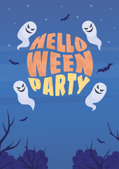 Halloween party flat raster banner template. Scary costume holiday. Invitation poster, leaflet printable color designs. Flyer page with text space