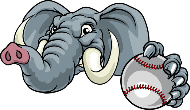 Elephant Baseball Ball Sports Animal Mascot