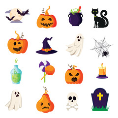 Vector signs, Halloween, symbols for the holiday..