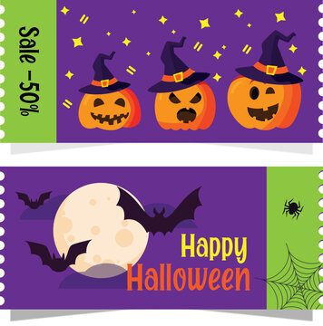 Vector signs, Halloween, symbols for the holiday. Voucher.