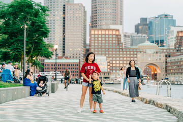 portrait of an asian family in summer