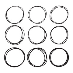 set of hand drawn scribble circles vector