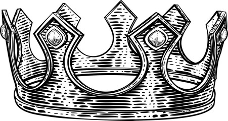 Royal King Crown Vintage Retro Style Illustration