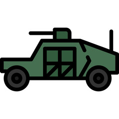 Battle tank icon. Filled outline design. For presentation.