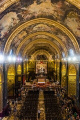 Valletta, Malta, 22 May 2022: Golden interior of St John's Co-Cathedral