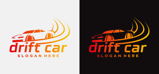 Vector drift car logo design, Sports car vector logo design Drift racing illustration. © mhekar
