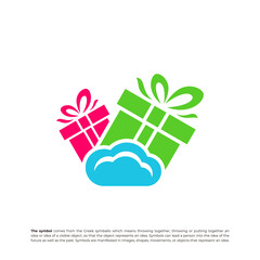 Gift Cloud Logo Design Template. Cloud Gift logo concept vector. Creative Icon Symbol