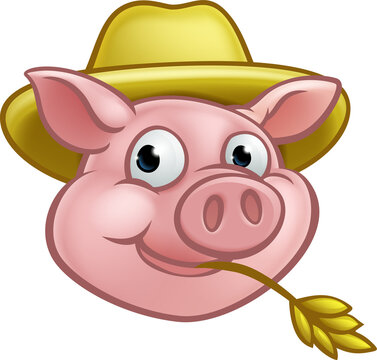 Straw Pig Cartoon Character