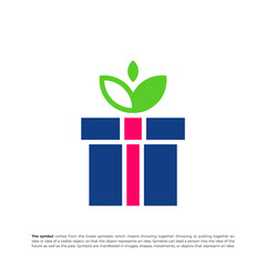 Nature Gift Logo Design Template. Gift Leaf logo concept vector. Creative Icon Symbol