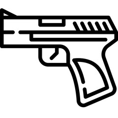 Gun icon. Outline design. For presentation.