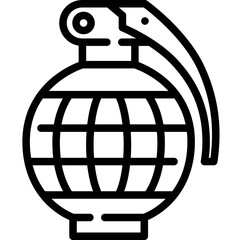 Hand bomb icon. Outline design. For presentation.
