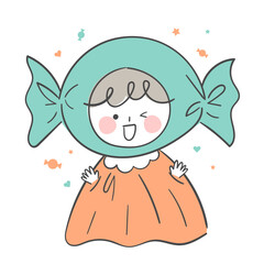 할로윈 사탕 의상을 입은 아이