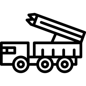 Anti-aircraft missile icon. Outline design. For presentation.