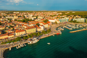 Fototapeta na wymiar Aerial view of Biograd town in Adriatic Sea in Croatia 