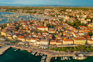Naklejka premium Aerial view of Biograd town in Adriatic Sea in Croatia 