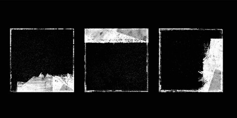 Social media covers with tiny roughen border frames and screen print textures . . grunge style . Post frame stories templates. Layout for promotion .Media banner .Vector 