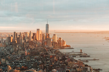 newyork  city skyline at sunset