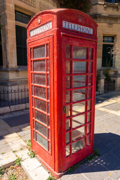 Traditional British telephone booth in Mdina,  Malta