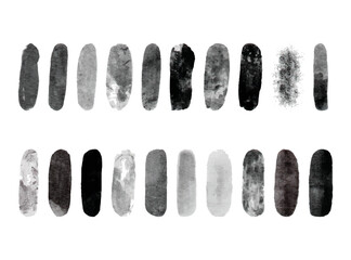Black set paint, ink brush, brush strokes, brushes collection brush stroke paint boxes white background