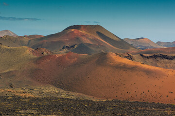Naklejka na ściany i meble Volcanic landscape of Timanfaya National Park, Lanzarote, Canary Islands, Spain