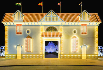 Illuminated doorway for the 2022 Colombine festivities, which recreates one of the 274 homes in the...