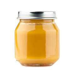 Jar of baby food isolated on transparent background.
