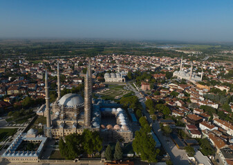 Renovated Selimiye Mosque Drone Photo, Edirne City Center, Turkey