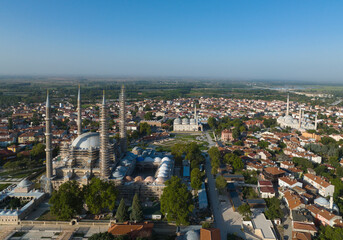 Renovated Selimiye Mosque Drone Photo, Edirne City Center, Turkey