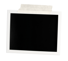 Blank Vintage instant photo frame with brown tape isolated