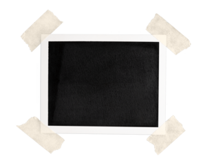 Blank Vintage instant photo frame with brown tape isolated