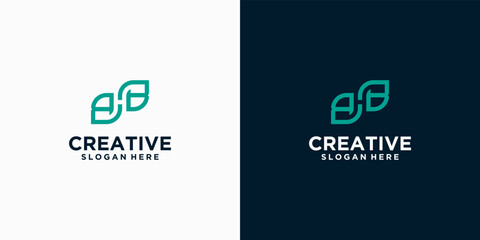 Fototapeta premium H.B initial initial logo in green, a unique Creative and Minimalist logo