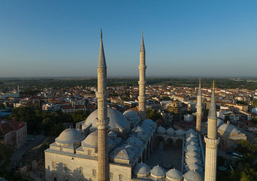 Mosque with Three Balconies(Uc Serefeli Mosque) Drone Photo, Edirne Turkey