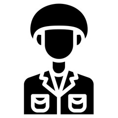 Soldier icon. Solid design. For presentation.