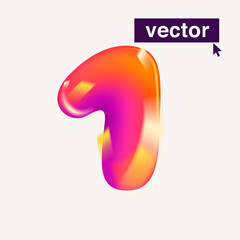 Number one logo in realistic 3D design. Cartoon balloon style vector illustration.