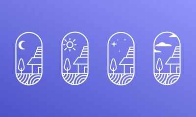 Line Art Logo Cafe, Restaurant Vector