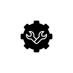 Wrench and Gear Cogwheel line icon. Simple element illustration. Wrench and Gear Cogwheel concept outline symbol design.