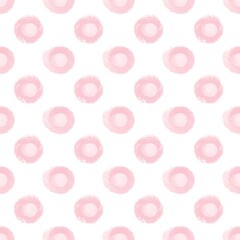 Watercolor pattern. Pink circles are dark and light. Seamless pattern. Pastel stains on a white background. Geometric pattern.