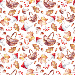 Mushrooms seamless pattern