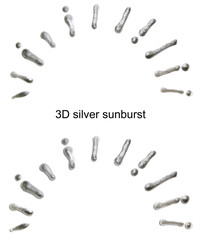立体の太陽線アイコンセット（銀）