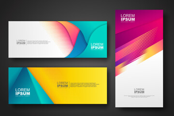 Banner set design template in trendy dynamic gradient colors