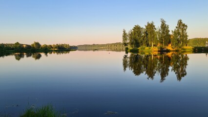 reflection of trees in the lake