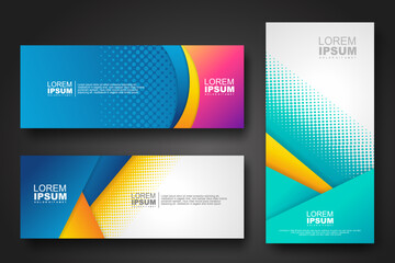 Banner set design template in trendy dynamic gradient colors