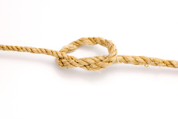rope with a knot on white background.