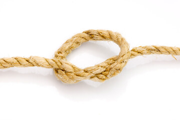 rope with a knot on white background.