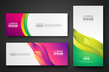 Banner set design template in trendy dynamic gradient colors