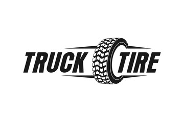 Truck tire shop logo design automotive wheel mud off road silhouette