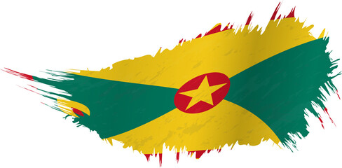 Flag of Grenada in grunge style with waving effect.