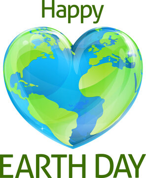 Happy Earth Day Heart Globe Design