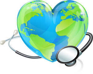 Concept Stethoscope Heart Earth World Globe Health
