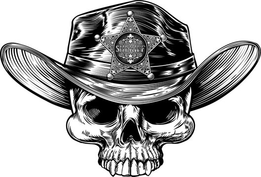 recommend clip art: Skull Cowboy Hat Sheriff